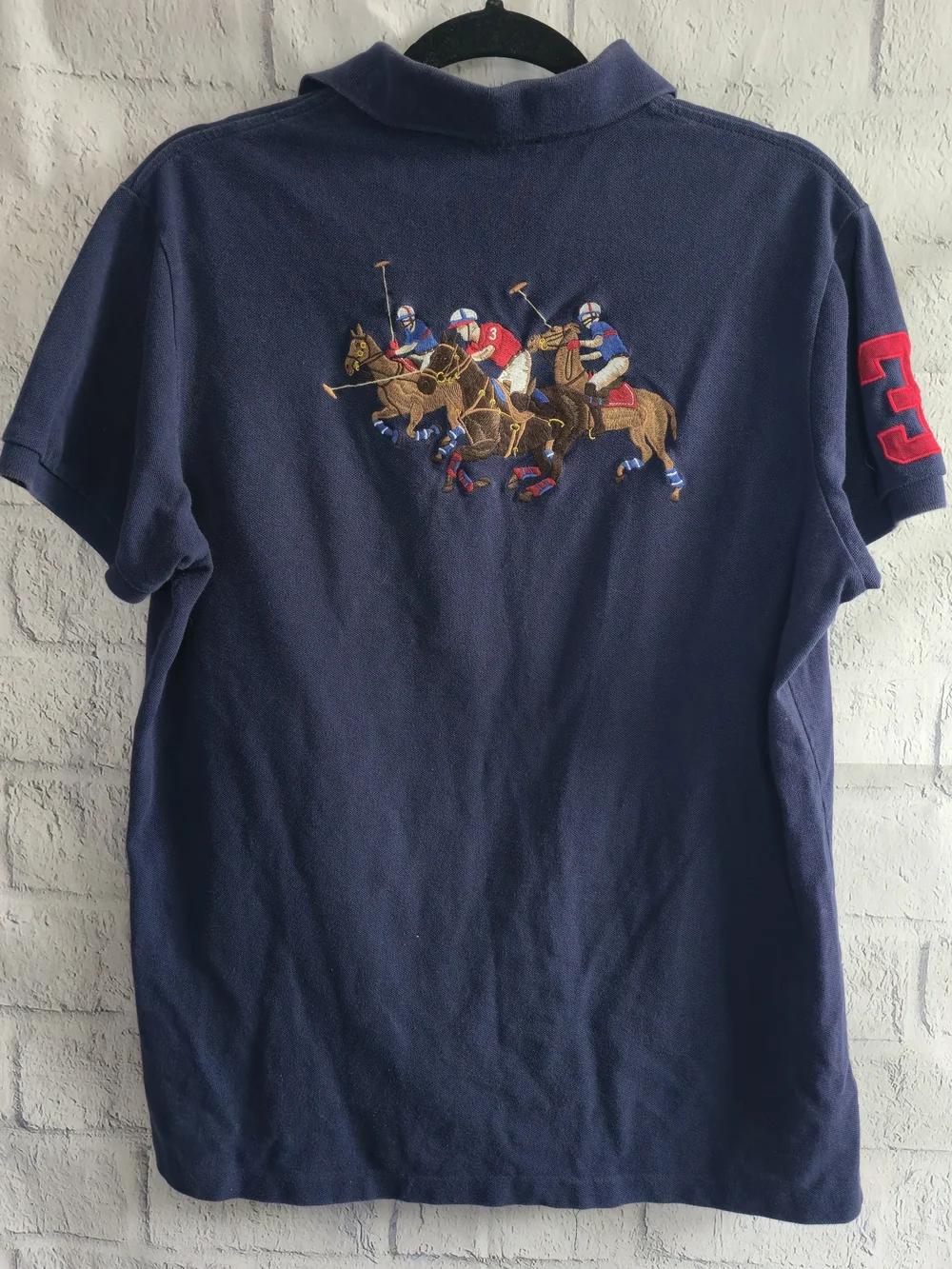Polo Ralph Lauren Triple Pony Navy Blue Custom Fit Polo Top